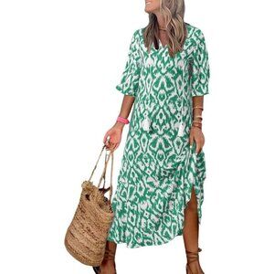 Women's 2024 Summer Bohemian Strapless Off Shoulder Lace Trim Backless Flowy